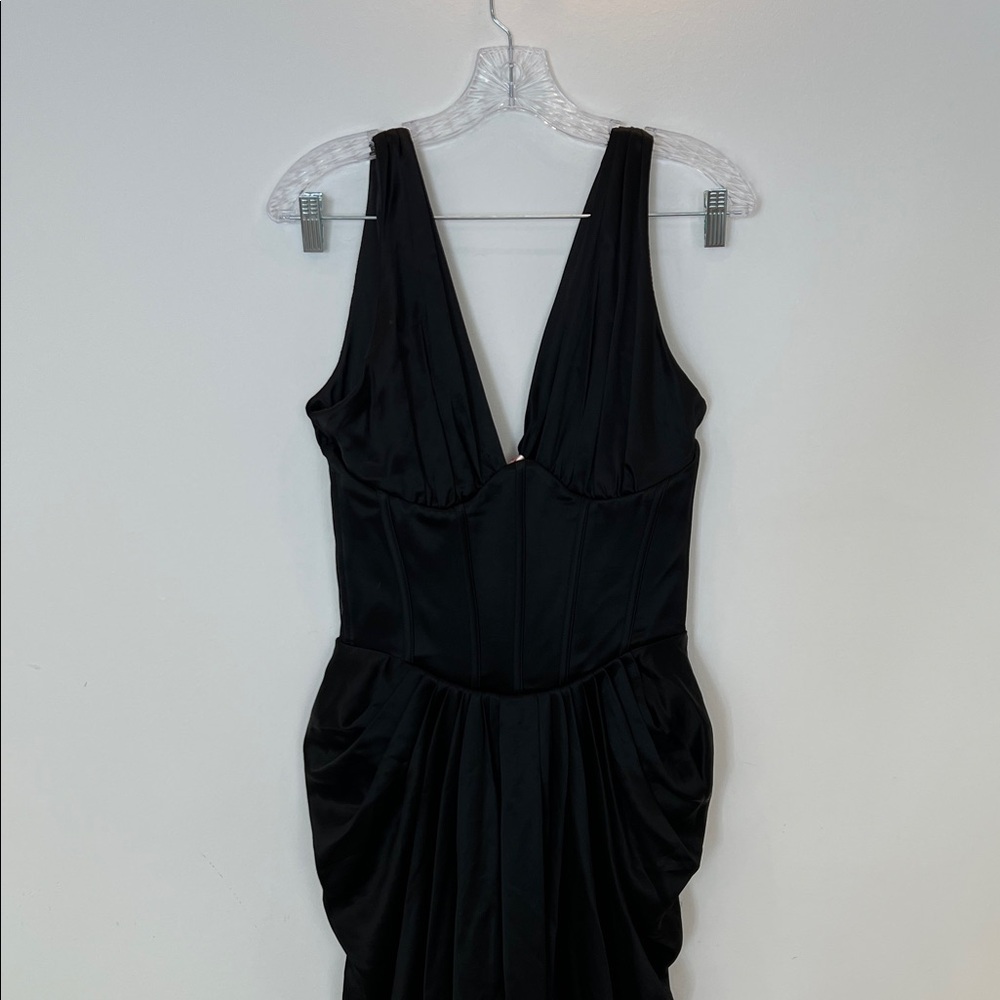 Black Plunge V-Neck Evening Dress